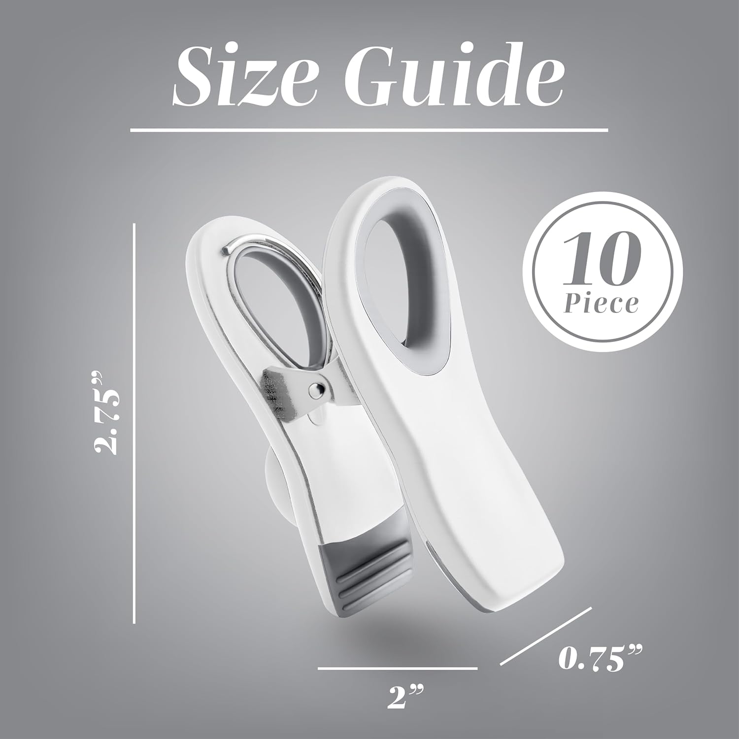 Bag Clips with Magnet- Food, Chip, Bag Clips for Food Storage with Airtight Seal Grip for Bread, Snack and Food Bags (White, Pack of 10) - Image 3