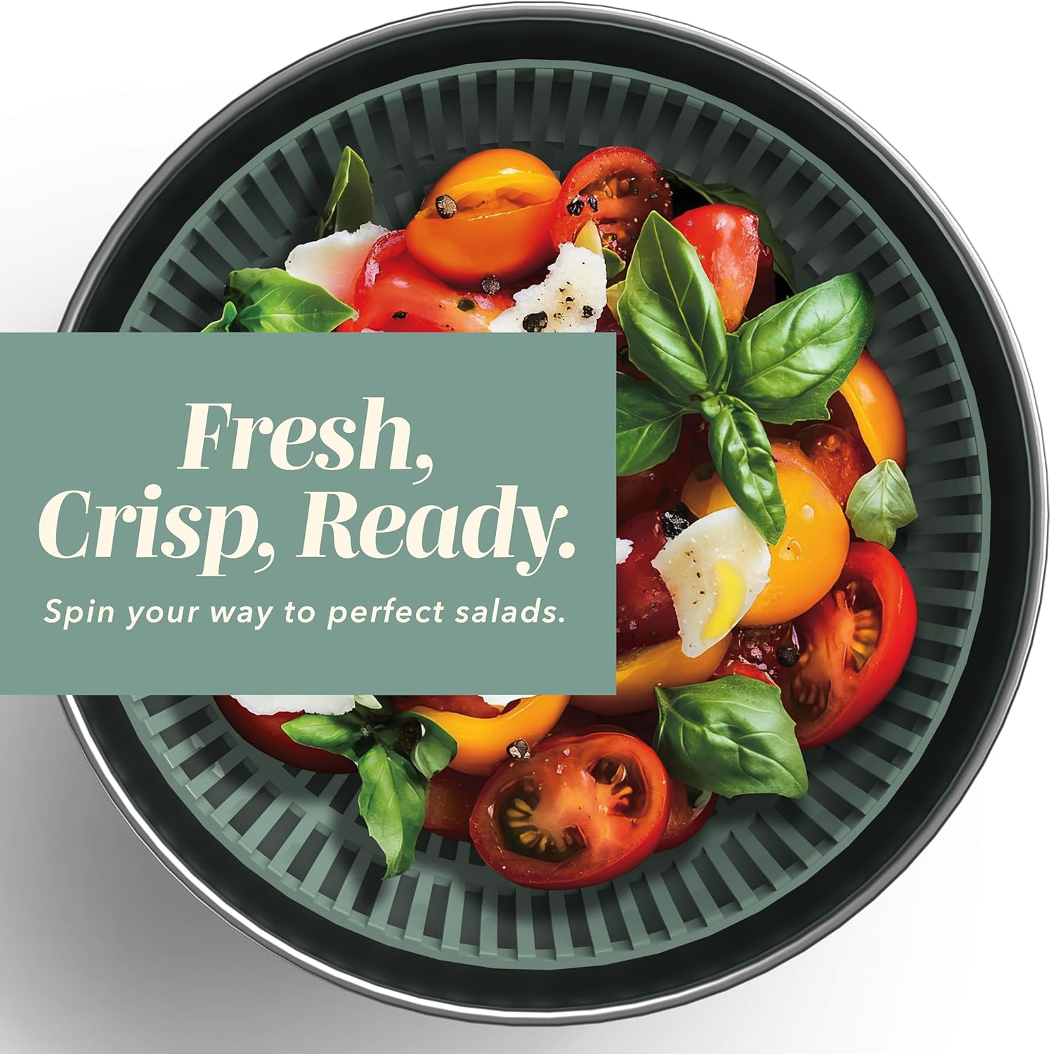 Stainless Steel Salad Spinner - 5 Qt. Lettuce Washer And Vegetable Spinner Dryer for Easy Salad Prep - Non Slip Base with Pull Handle - Auto Stop Brake System, Stain and Odor Resistant - Image 3