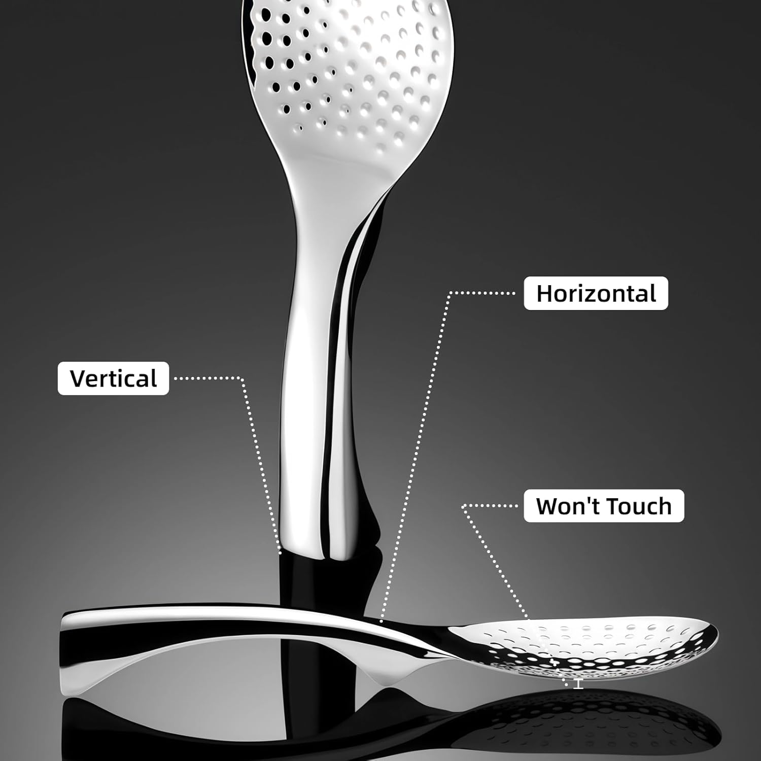 18/8 Stainless Steel Rice Paddle, Non-Stick Rice Spoon, Mirror Finish, Stand-Up Design, Serving Spoon for Kitchen- 7.9-inch Long - Image 3