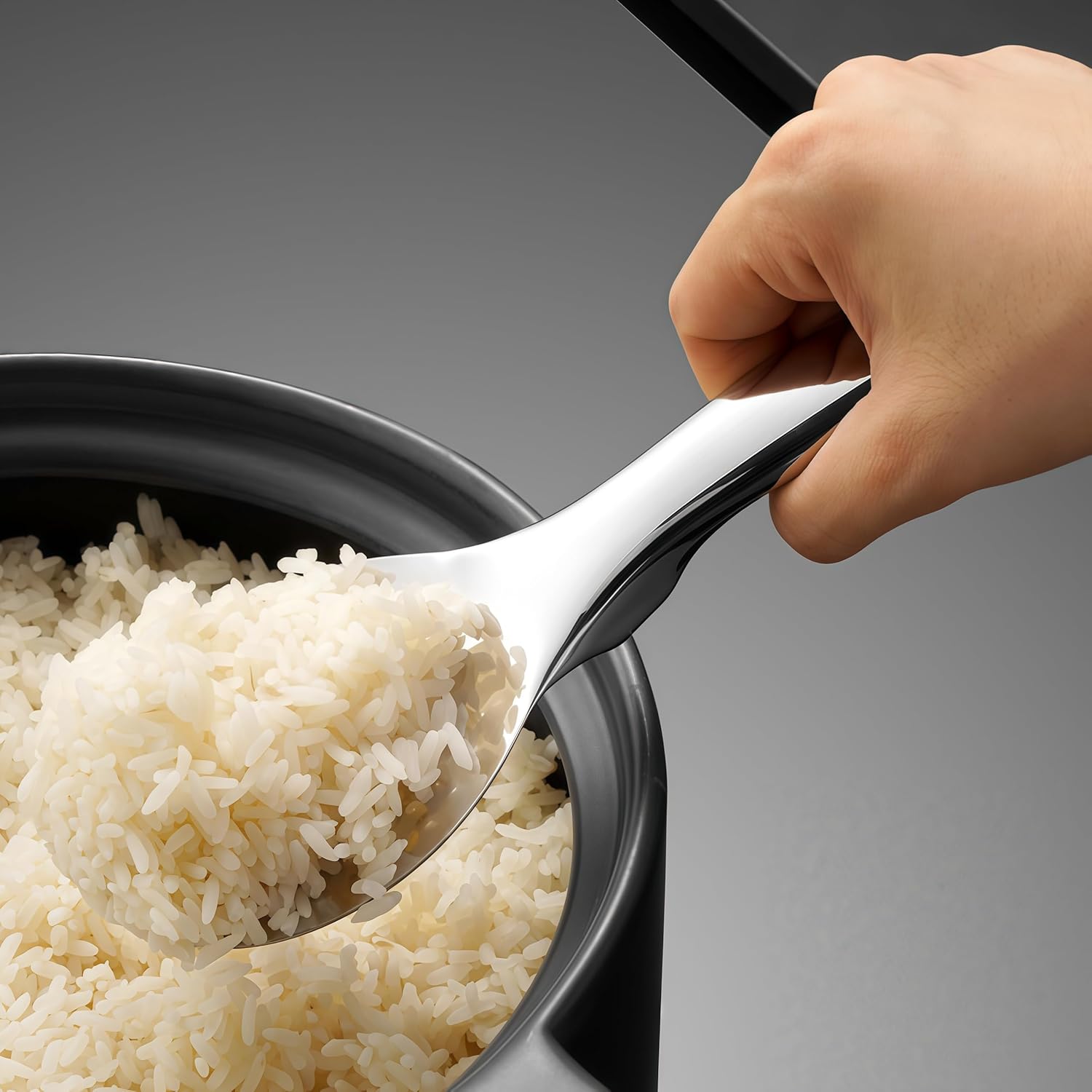 18/8 Stainless Steel Rice Paddle, Non-Stick Rice Spoon, Mirror Finish, Stand-Up Design, Serving Spoon for Kitchen- 7.9-inch Long - Image 6