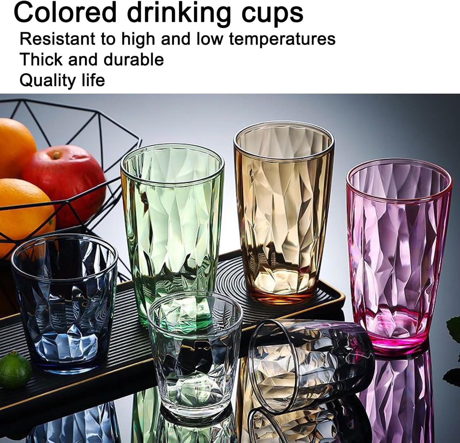SZKIANGZXC Shatterproof Drinking Cups, Drinking Glasses, Set of 6, Plastic glass cup,16 oz plastic Tumbler Cups,Dishwasher Safe - Image 2