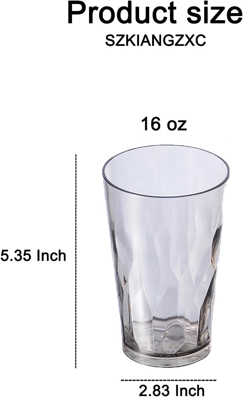 SZKIANGZXC Shatterproof Drinking Cups, Drinking Glasses, Set of 6, Plastic glass cup,16 oz plastic Tumbler Cups,Dishwasher Safe - Image 5