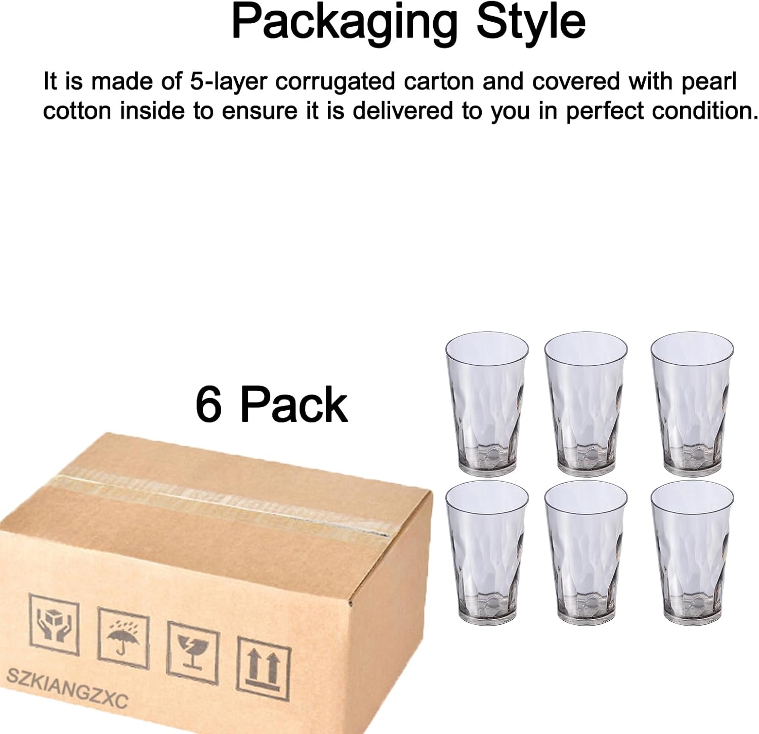 SZKIANGZXC Shatterproof Drinking Cups, Drinking Glasses, Set of 6, Plastic glass cup,16 oz plastic Tumbler Cups,Dishwasher Safe - Image 6