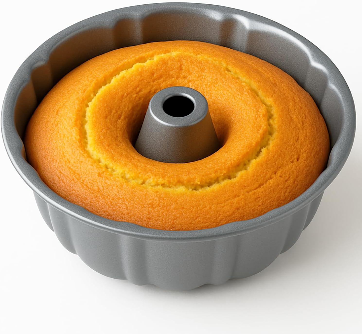 10-Inch Nonstick Cake Pan, Fluted Tube Pan for Pound Cakes, Muffins, Angel Food Cake, Coffee Cake, and More – Easy Release, Dishwasher Safe, Oven Safe, Heavy Duty - Image 1