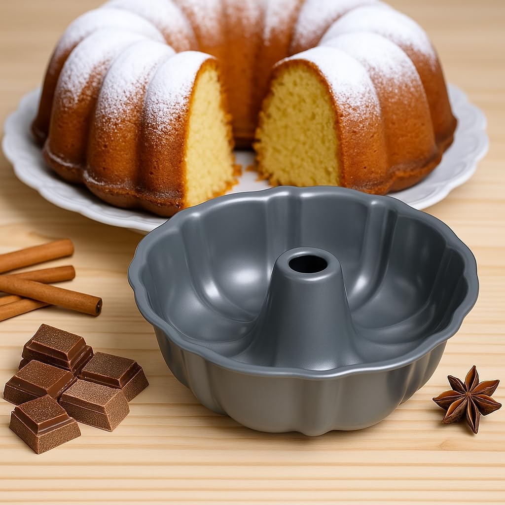 10-Inch Nonstick Cake Pan, Fluted Tube Pan for Pound Cakes, Muffins, Angel Food Cake, Coffee Cake, and More – Easy Release, Dishwasher Safe, Oven Safe, Heavy Duty - Image 3