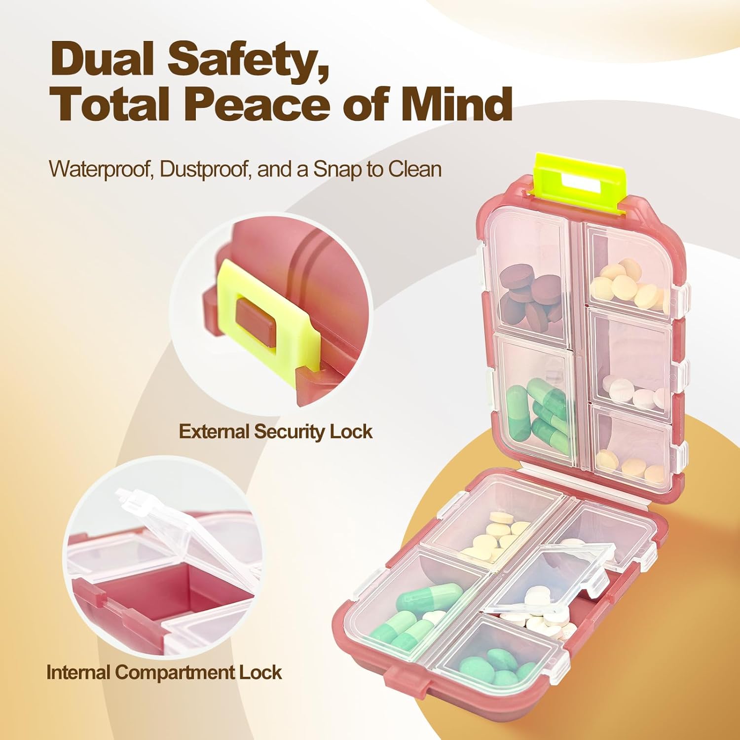3Pcs Pill Organizer with Medicine Labels, 10 Compartments Travel Pill Box with Removable Labels, Portable Foldable Supplement Box Holder for Fish Oil Vitamin - Image 3