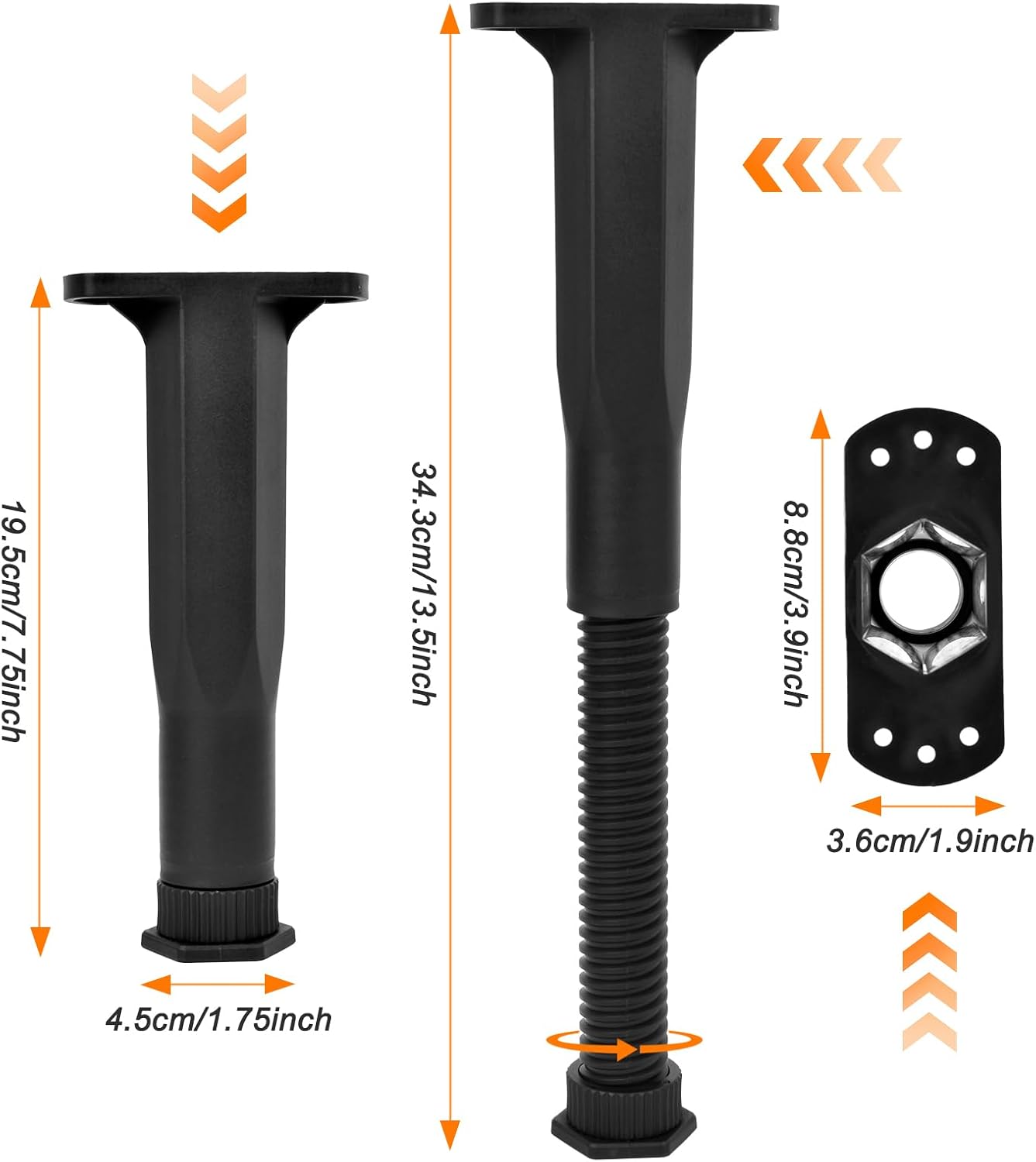 6PCS Bed Frame Support Legs Adjustable (7.75