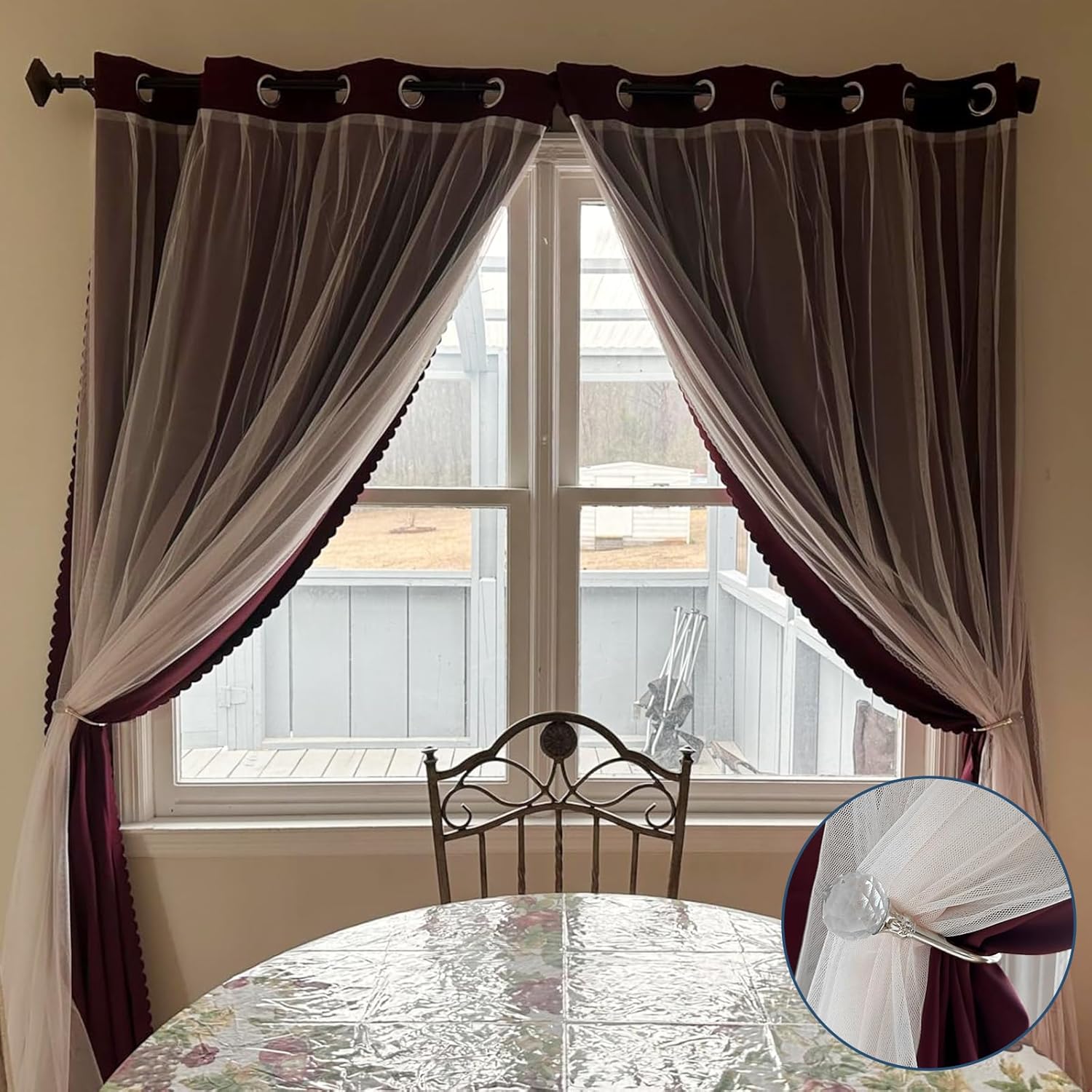 Curtain Holdbacks Silver Wall Mounted Curtain Holders Window Drapery Tiebacks with Clear Crystal Ball Quality Metal Curtain Tiebacks Curtain Hooks with Screws for Drapes, 4 Pcs - Image 5