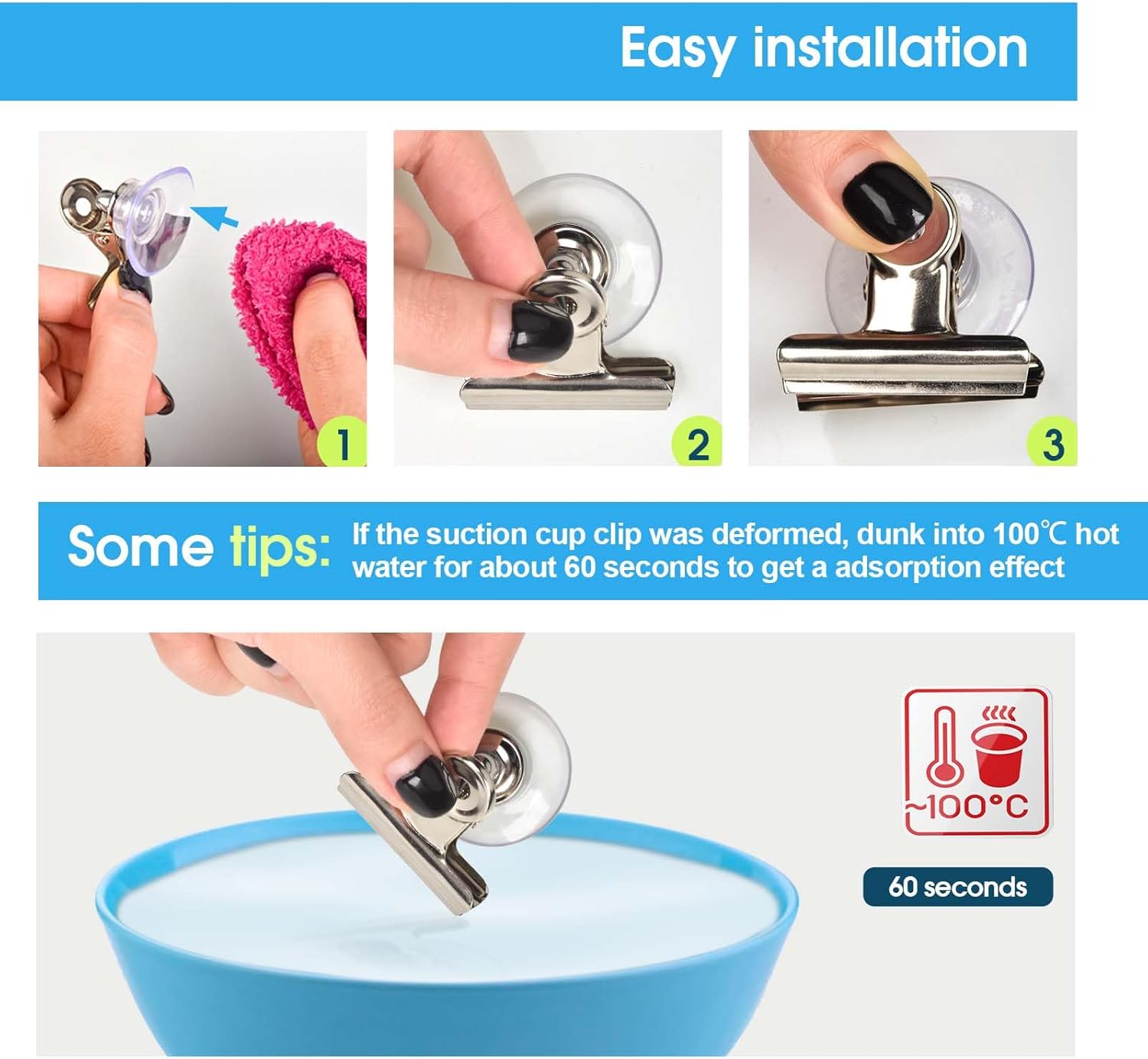 Suction Cup Clips for Windows 24Pcs Suction Clips Clear Suction Cup Clamp Holder Suction Cups with Clips for Home and Office - Image 4