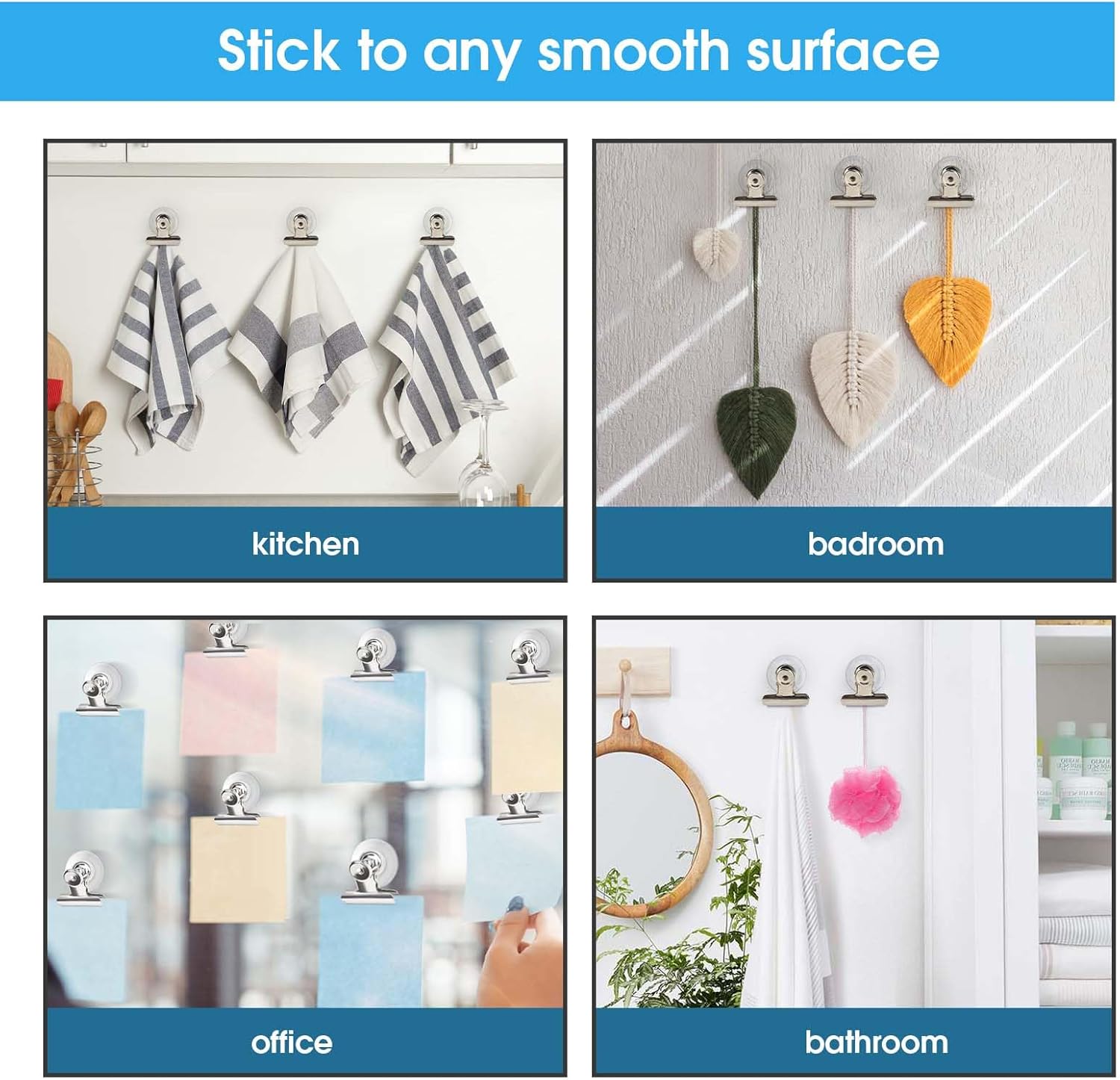 Suction Cup Clips for Windows 24Pcs Suction Clips Clear Suction Cup Clamp Holder Suction Cups with Clips for Home and Office - Image 7