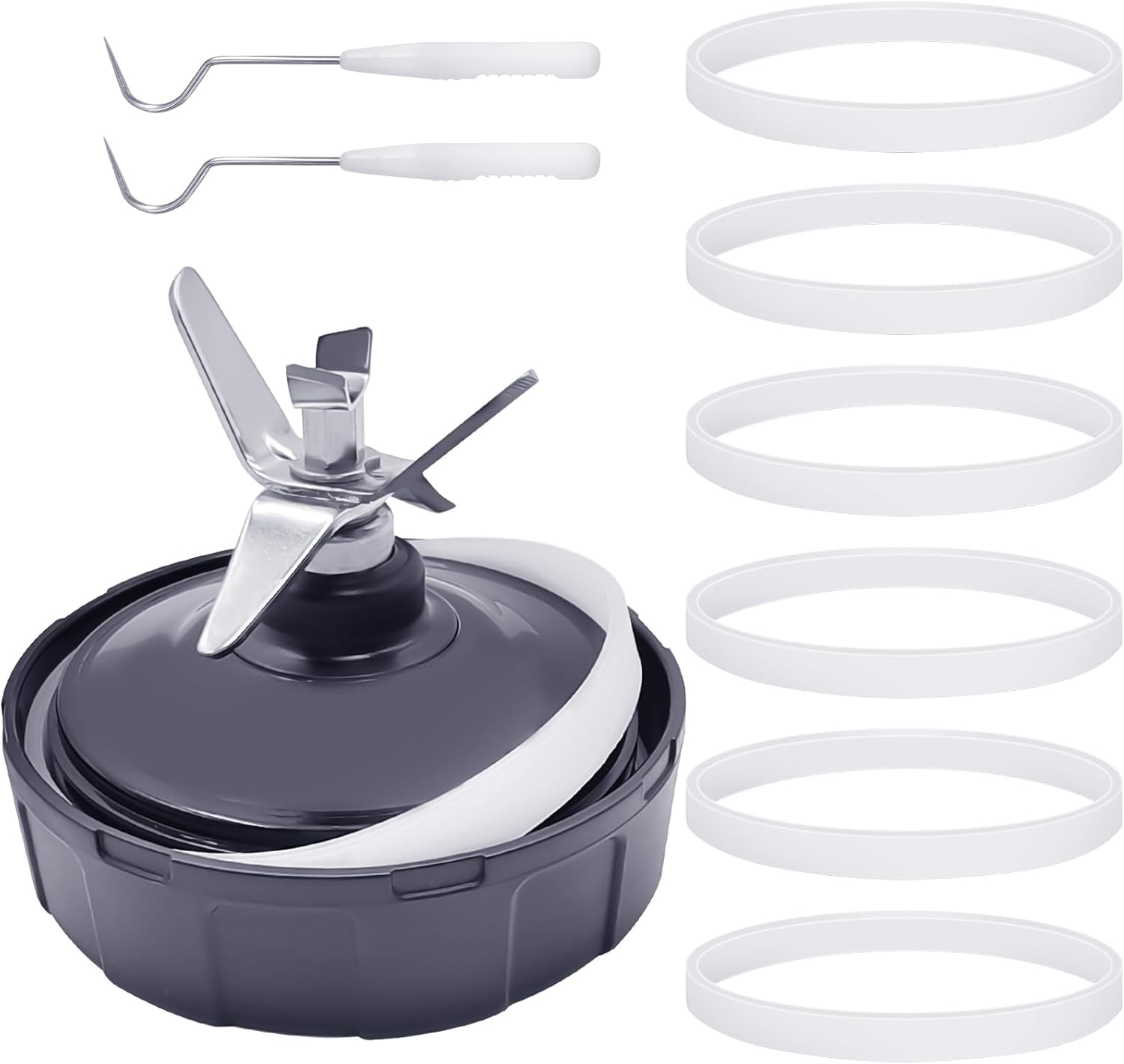 7-Fins Blender Blade and 6 PCS Rubber Gaskets with 2 PCS Ring Removal Tools - Image 1