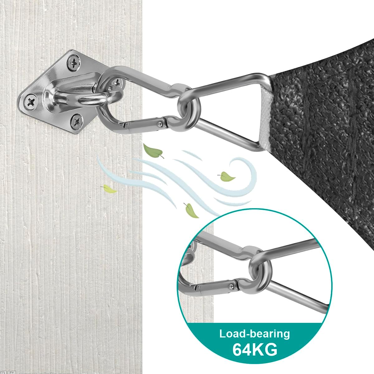 Sun Shade Sail Hardware Kit 6 Inch for Rectangle & Triangle Shade Sail Install, Stainless Steel Shade Sail Fixing Accessories for Outdoor Patio Canopy Garden, Heavy Duty Awning Attachment Set (44 Pcs) - Image 4