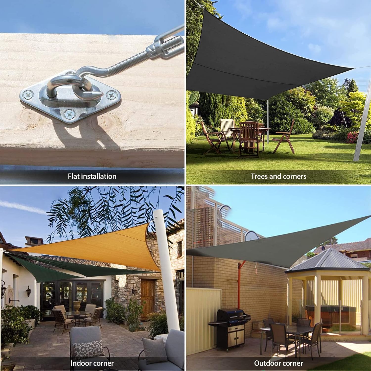 Sun Shade Sail Hardware Kit 6 Inch for Rectangle & Triangle Shade Sail Install, Stainless Steel Shade Sail Fixing Accessories for Outdoor Patio Canopy Garden, Heavy Duty Awning Attachment Set (44 Pcs) - Image 5