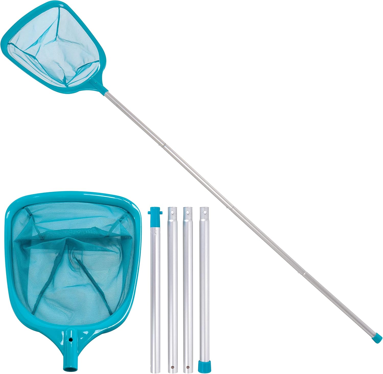 Swimming Pool 5 Foot Leaf Skimmer Net with 4 Aluminum Pole Sections - 6