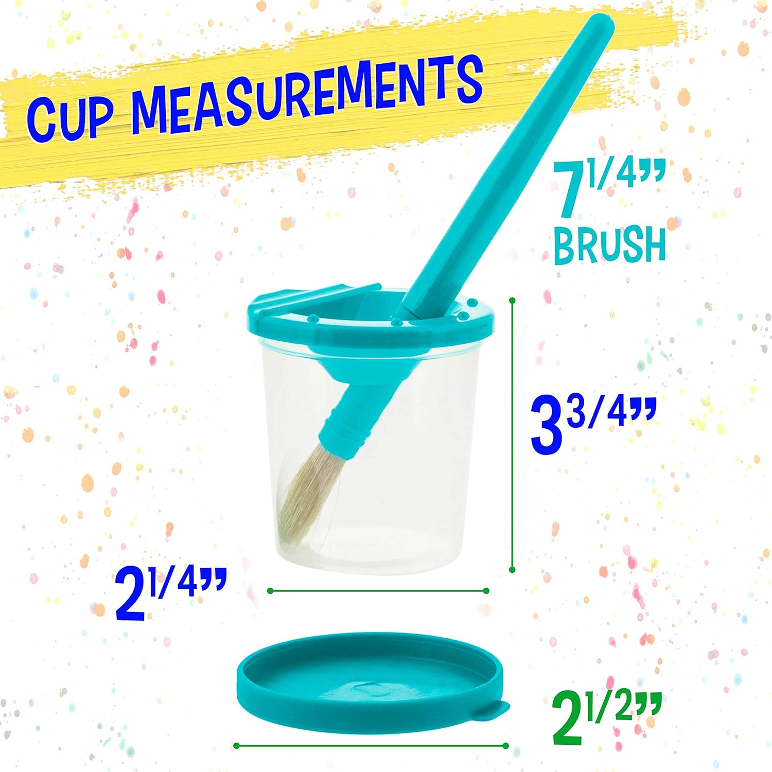 10 Piece Children's No Spill Paint Cups with Colored Lids and 10 Piece Large Round Brush Set with Plastic Handles - Image 3