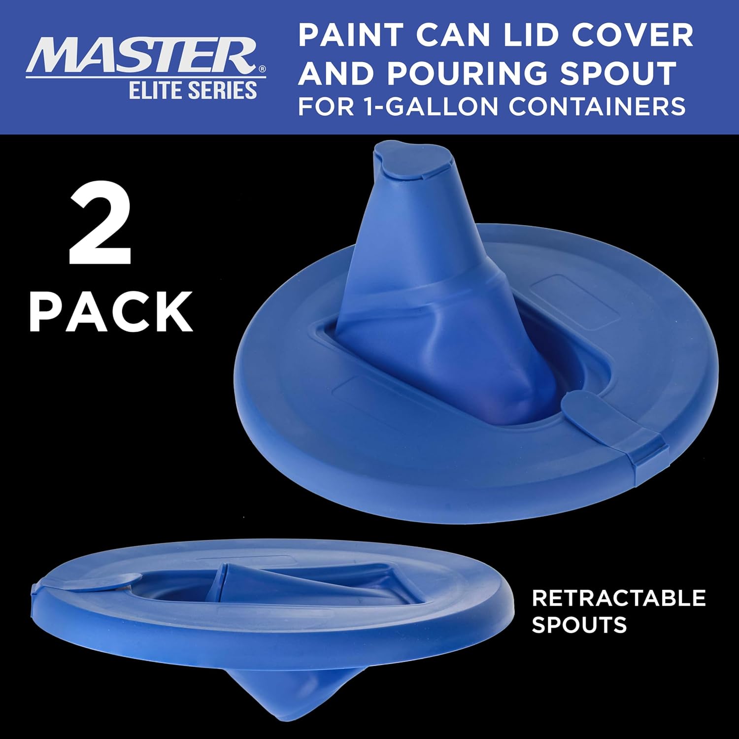 Master Elite Paint Can Lid Cover and Pouring Spout for 1-Gallon Containers, 2 Pack - Secure Seal with Built-in Spout to Pour Easy, Prevents Messes, Spills, Drips, Splatter - Paint Storage Lid - Image 2
