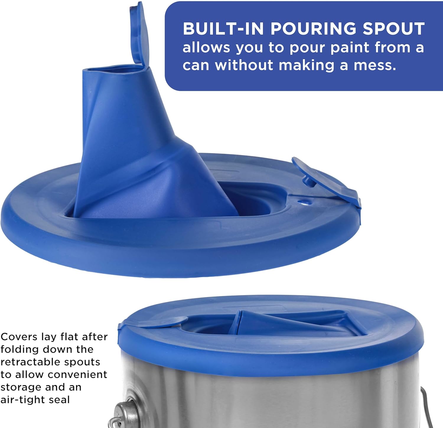 Master Elite Paint Can Lid Cover and Pouring Spout for 1-Gallon Containers, 2 Pack - Secure Seal with Built-in Spout to Pour Easy, Prevents Messes, Spills, Drips, Splatter - Paint Storage Lid - Image 4