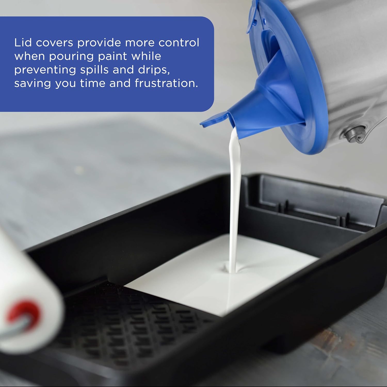 Master Elite Paint Can Lid Cover and Pouring Spout for 1-Gallon Containers, 2 Pack - Secure Seal with Built-in Spout to Pour Easy, Prevents Messes, Spills, Drips, Splatter - Paint Storage Lid - Image 5