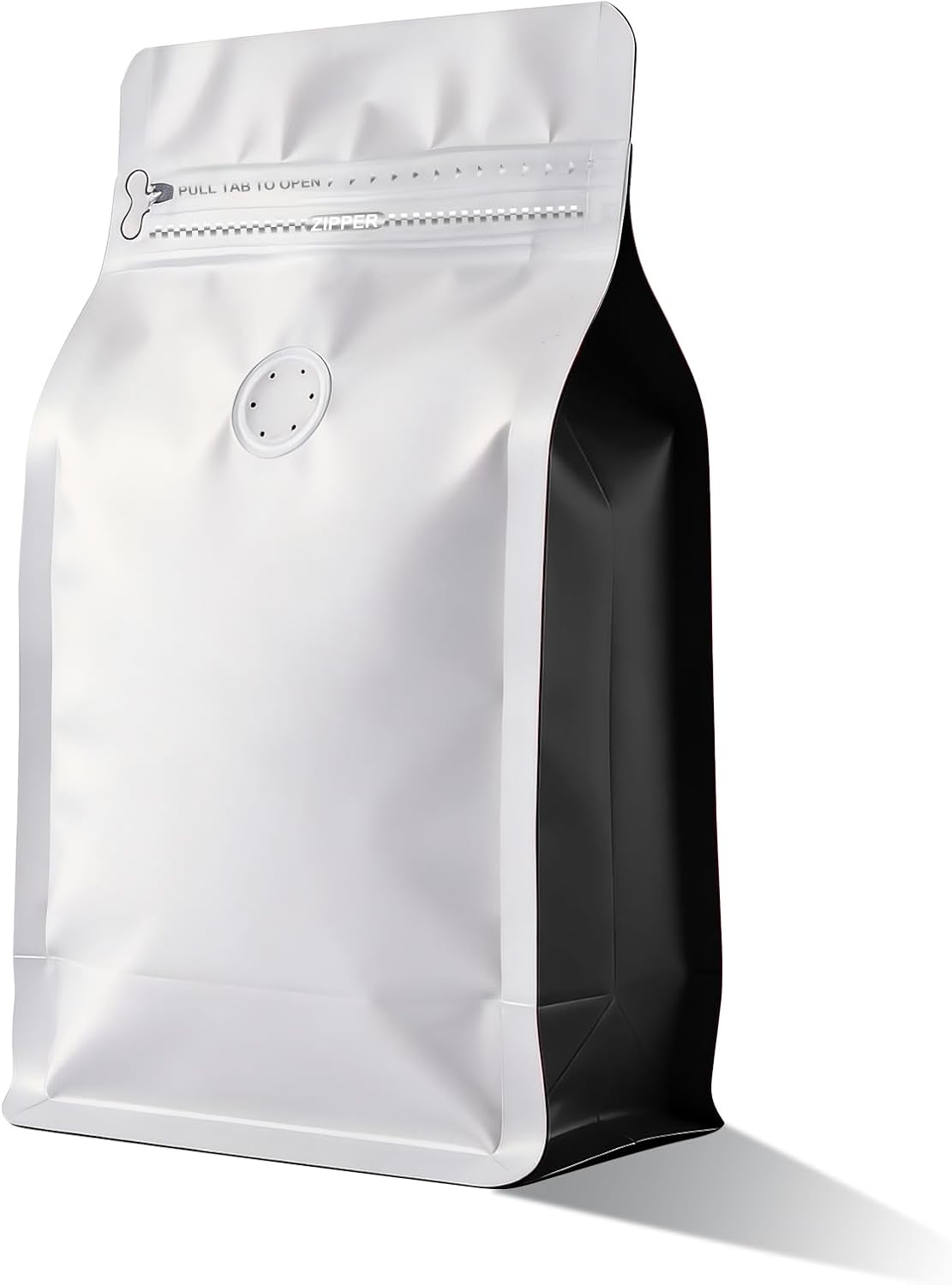 Coffee Bags with Valve(60pcs,16 oz,1 lb) Vented Coffee Beans Packaging Bags High Barrier Aluminumed Foil Flat Bottom Heat Sealed Side Zipper Resealable Storage Bag for Home or Business（White+Black） - Image 1