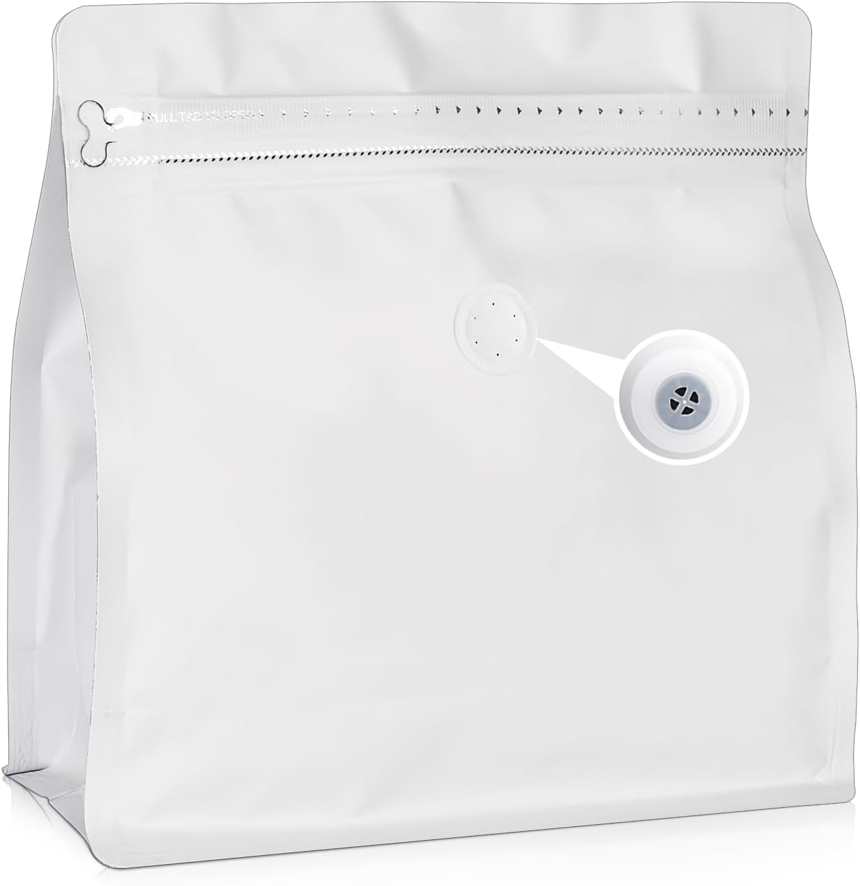 50 Count 8oz Coffee Bags with Valve,1/2 lb Vented Coffee Beans Packaging Bags High Barrier Aluminumed Foil Flat Bottom Heat Sealed Side Zipper Resealable Storage Bag for Home or Business（White） - Image 1