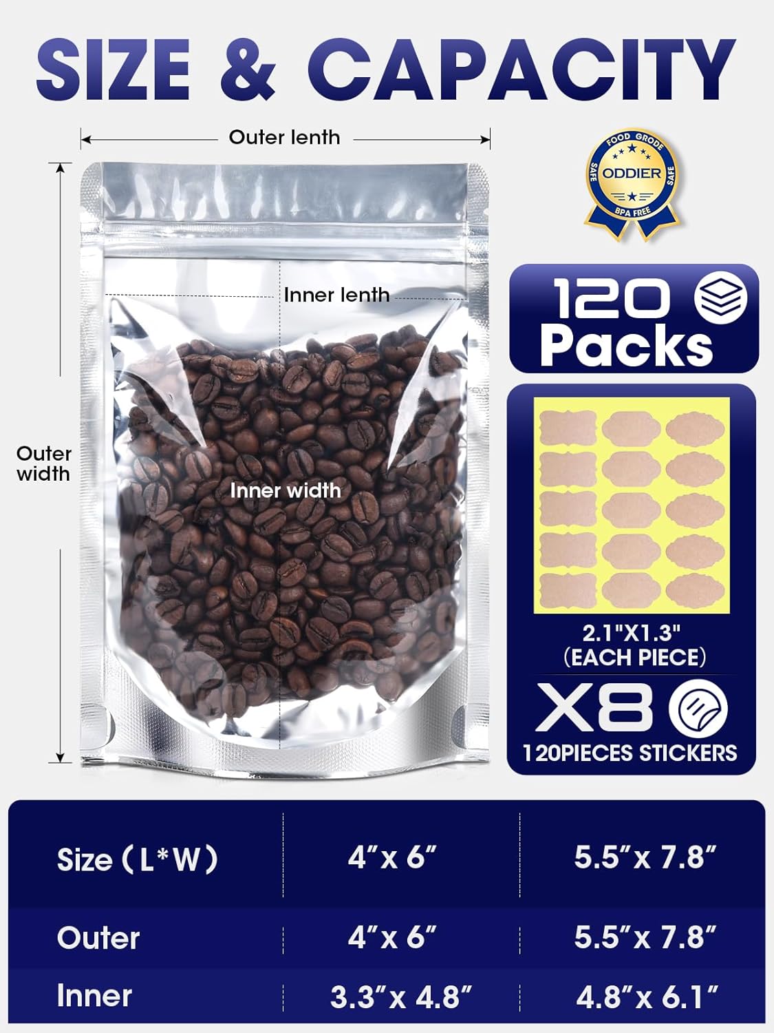 120pcs Stand Up Pouch Bags, 4