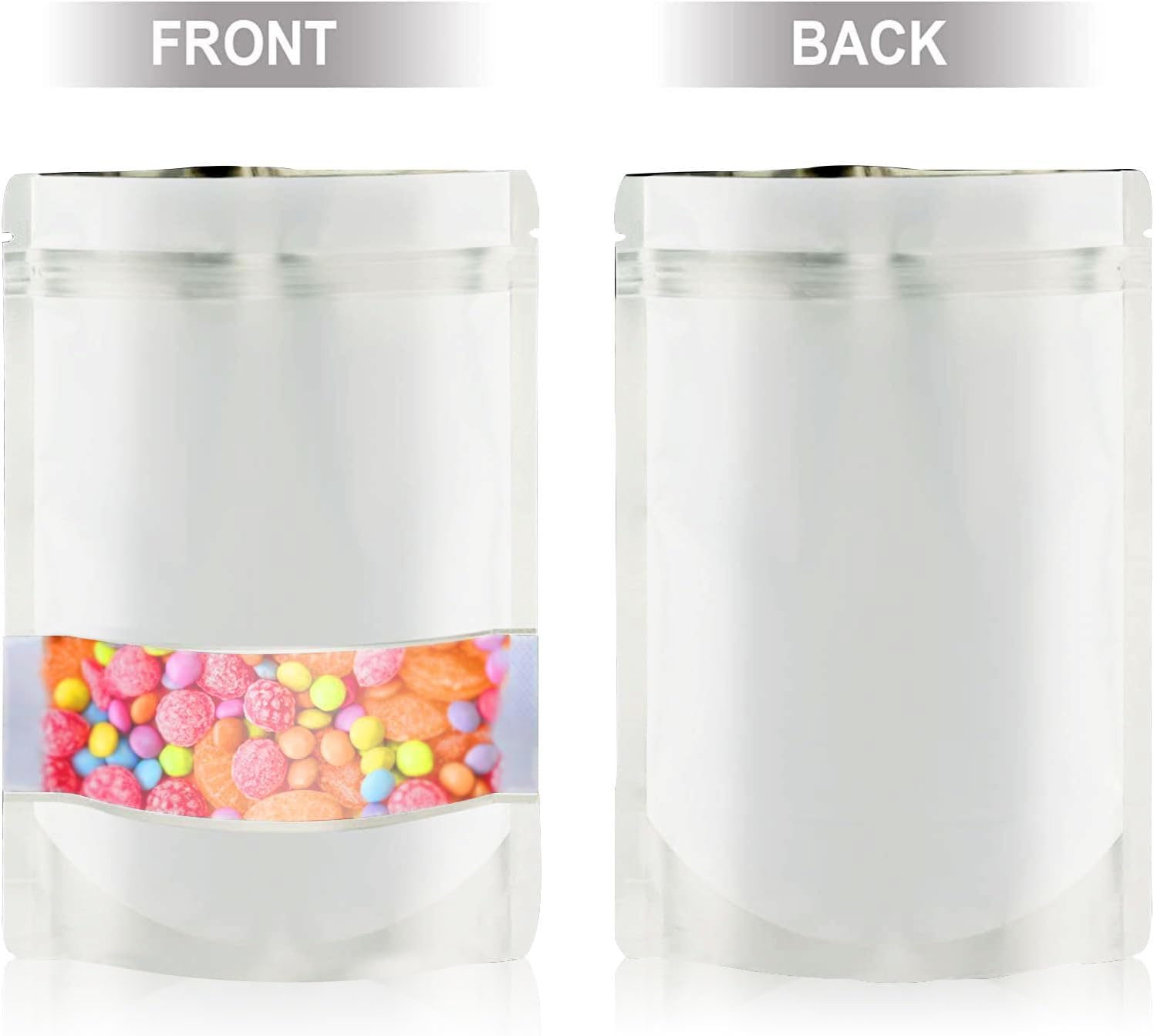 120pcs Mylar Bags for Food Storage+120pcs Holographic Packaging Bags（white） - Image 6