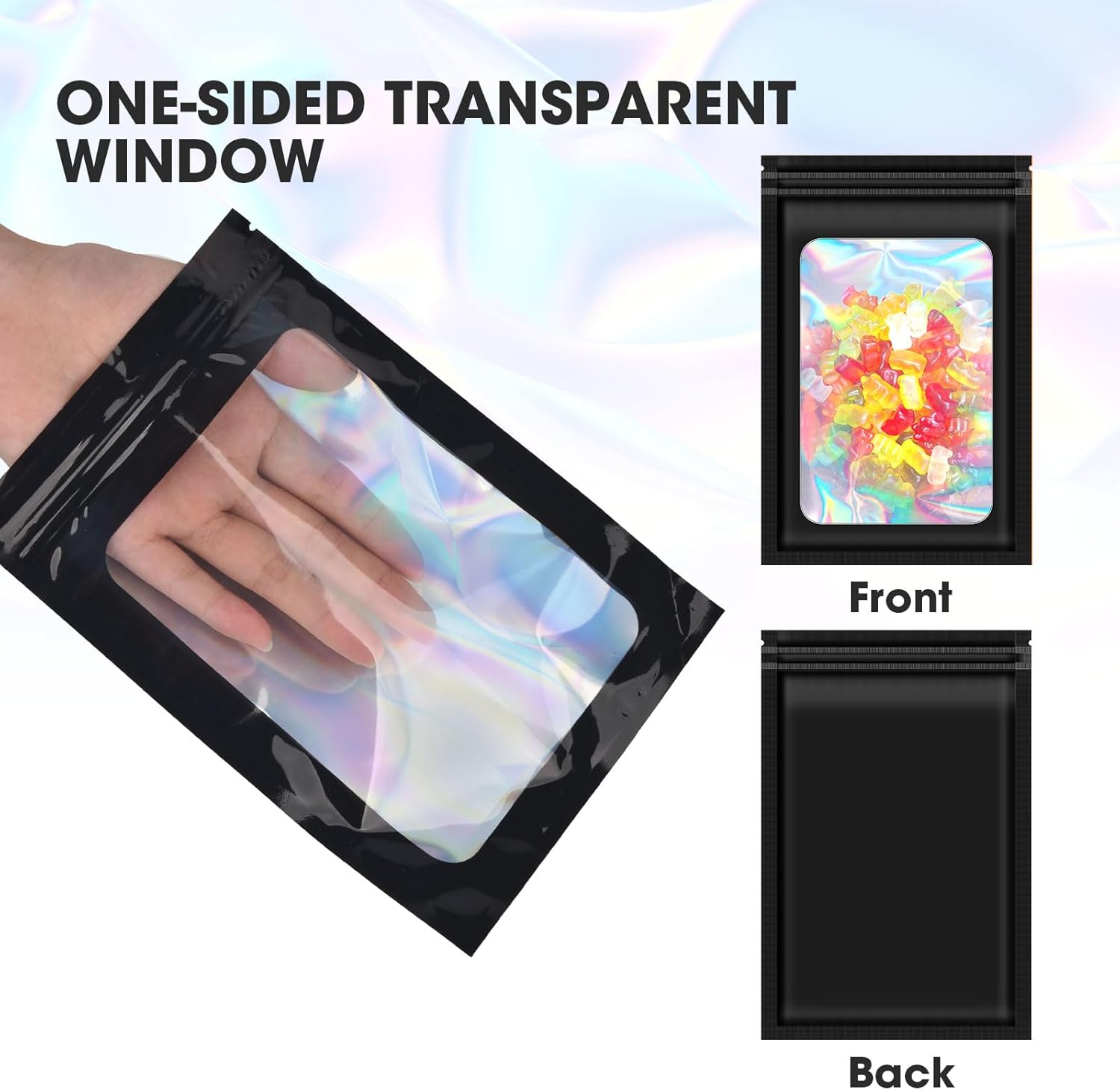 120pcs Mylar Bags for Food Storage+120pcs Holographic Packaging Bags - Image 7