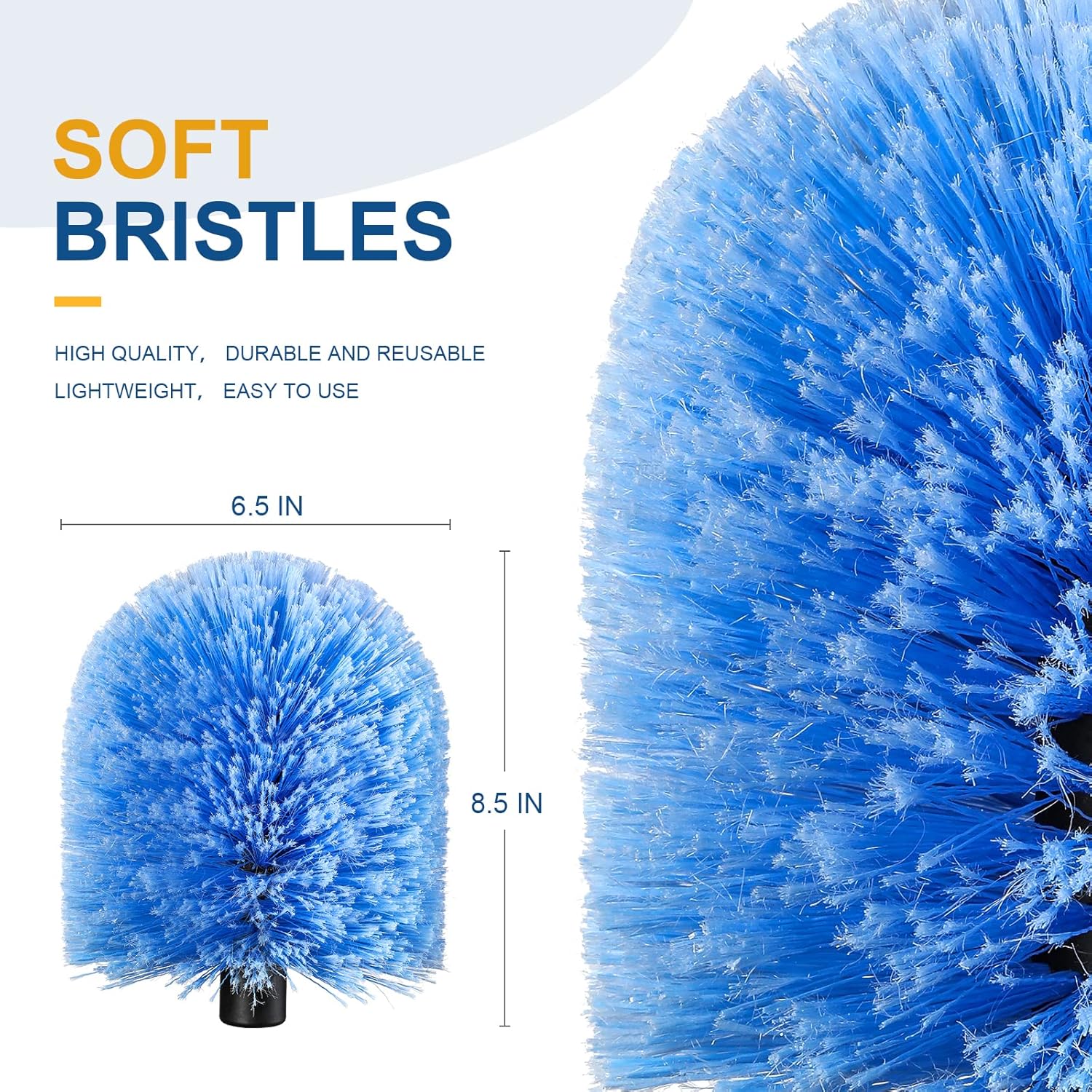 Twist-On Cobweb Duster Head Brush, Fits Standard 3/4 inch Threaded Poles, Attachment Spider Web Duster Brush for Outdoor & Indoor Cleaning - Image 2