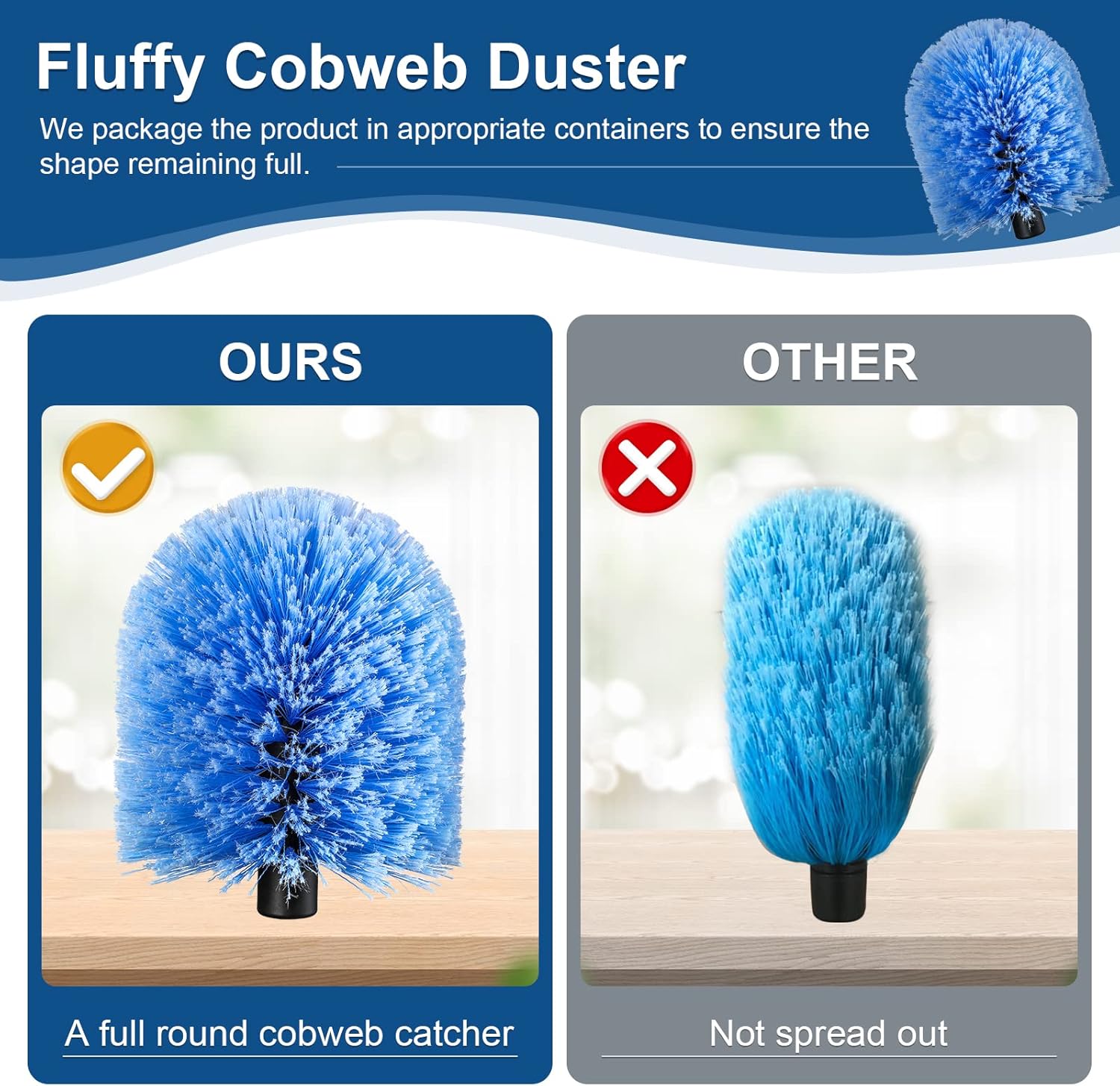 Twist-On Cobweb Duster Head Brush, Fits Standard 3/4 inch Threaded Poles, Attachment Spider Web Duster Brush for Outdoor & Indoor Cleaning - Image 3