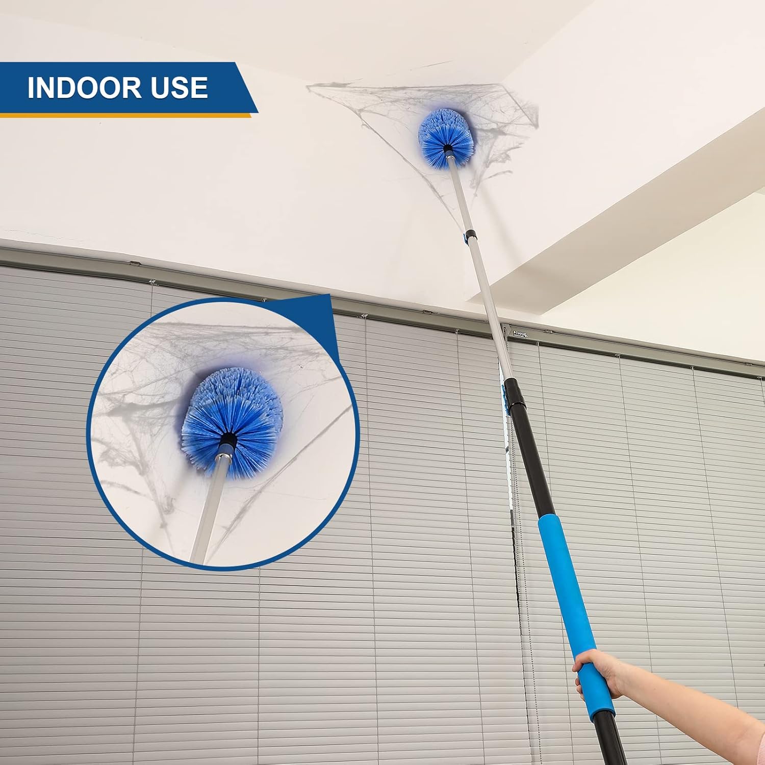 Twist-On Cobweb Duster Head Brush, Fits Standard 3/4 inch Threaded Poles, Attachment Spider Web Duster Brush for Outdoor & Indoor Cleaning - Image 5
