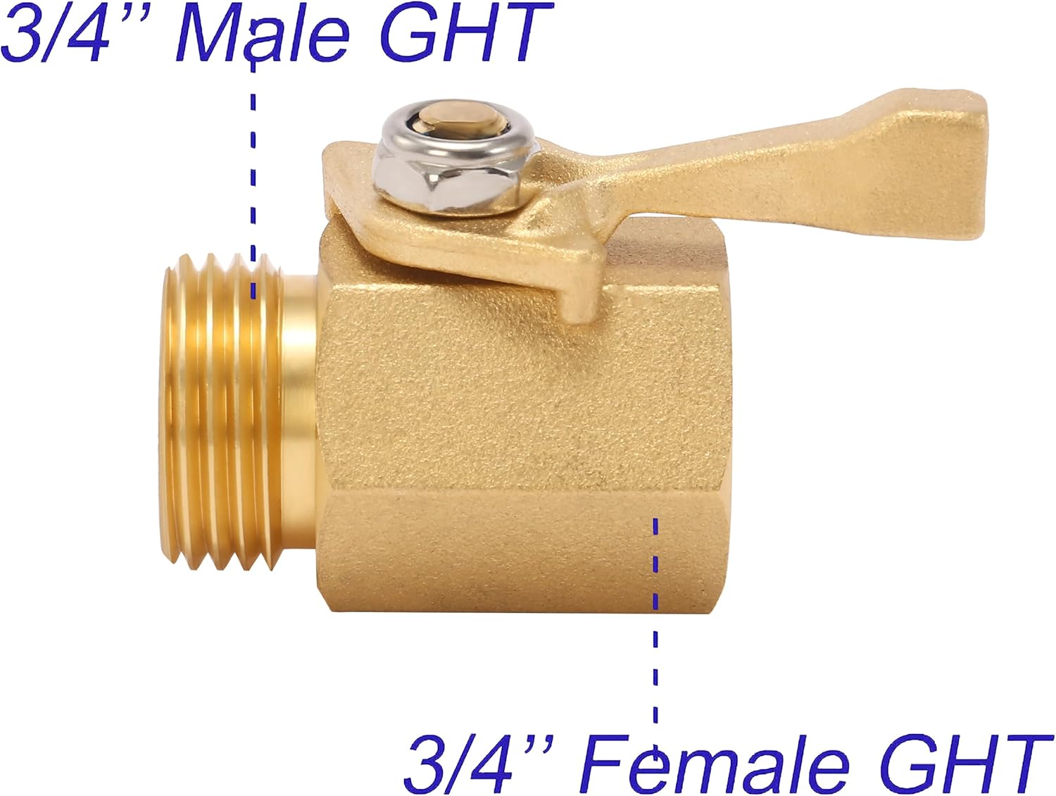Heavy Duty Brass Garden Hose Shut Off Valve, 3/4 Inch, 2-Pack with 2 Hose Washers - Image 3