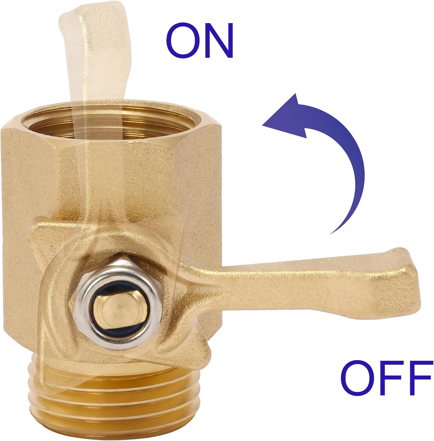 Heavy Duty Brass Garden Hose Shut Off Valve, 3/4 Inch, 2-Pack with 2 Hose Washers - Image 5