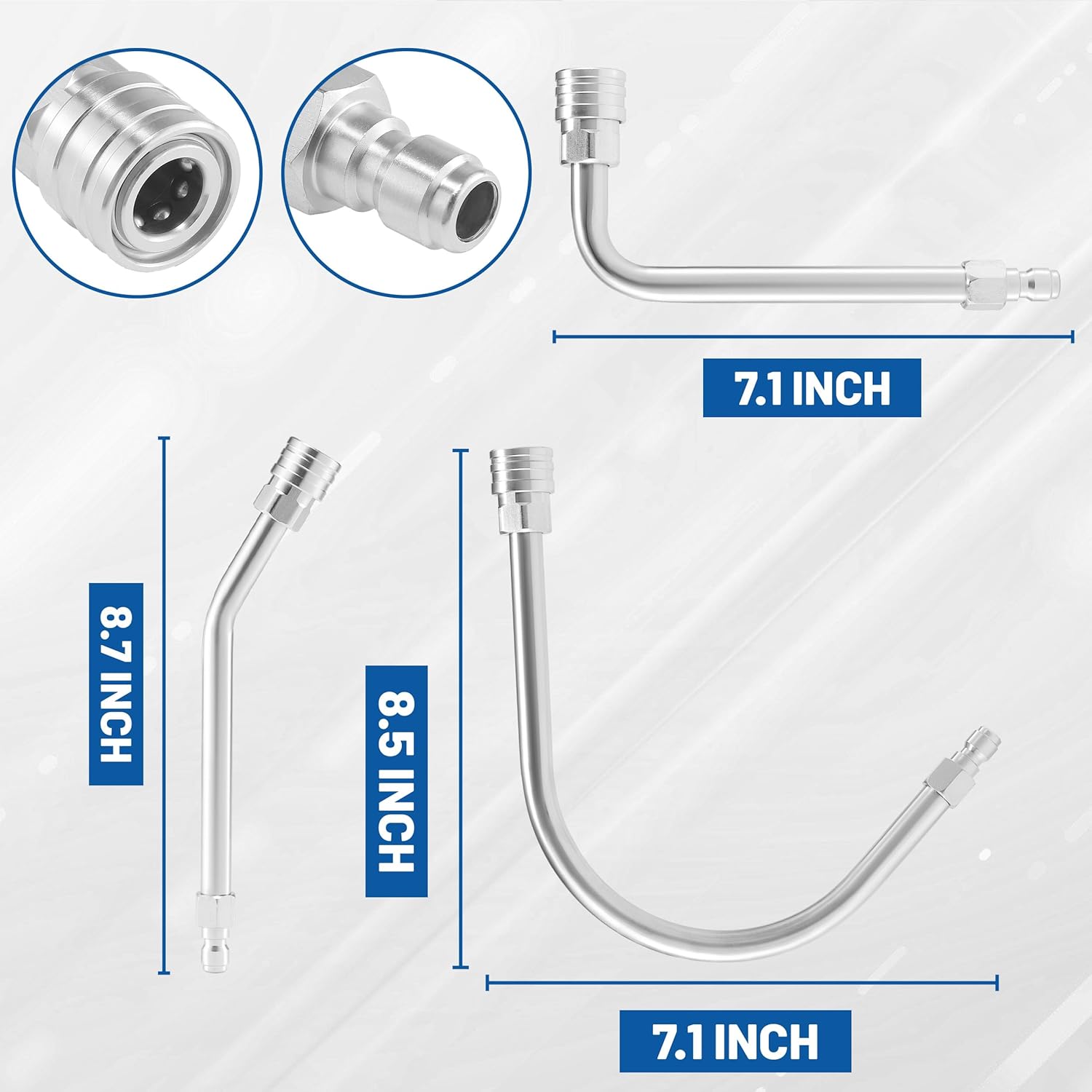 Pressure Washer Extension Wand - Gutter Cleaner Attachment - 30°, 90°, 120° Curved Rod, 1/4