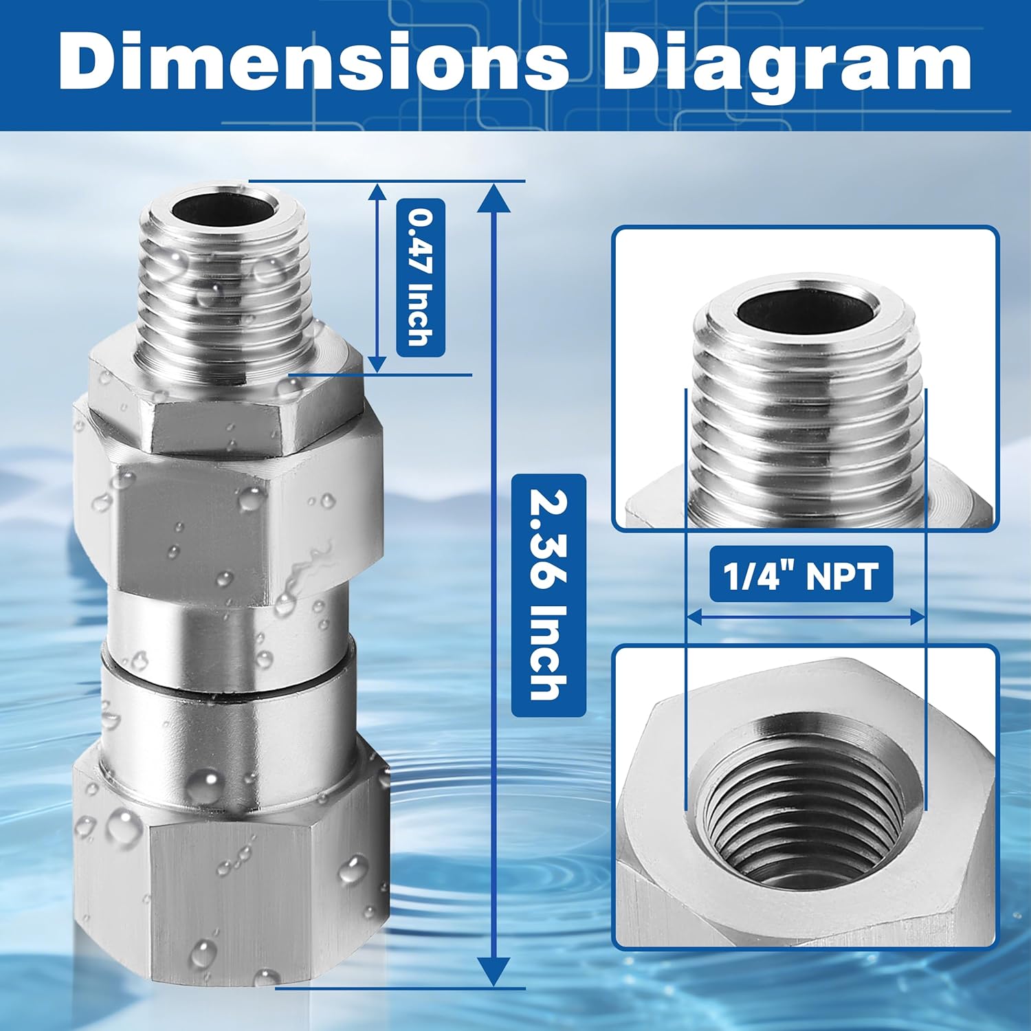1/4” NPT Pressure Washer Swivel Fitting, Anti-Twist 1/4” Male to Female Adapter, 360° Kink-Free Swivel Connector for Gun and Hose, 4000 PSI, 2 Pcs - Image 5
