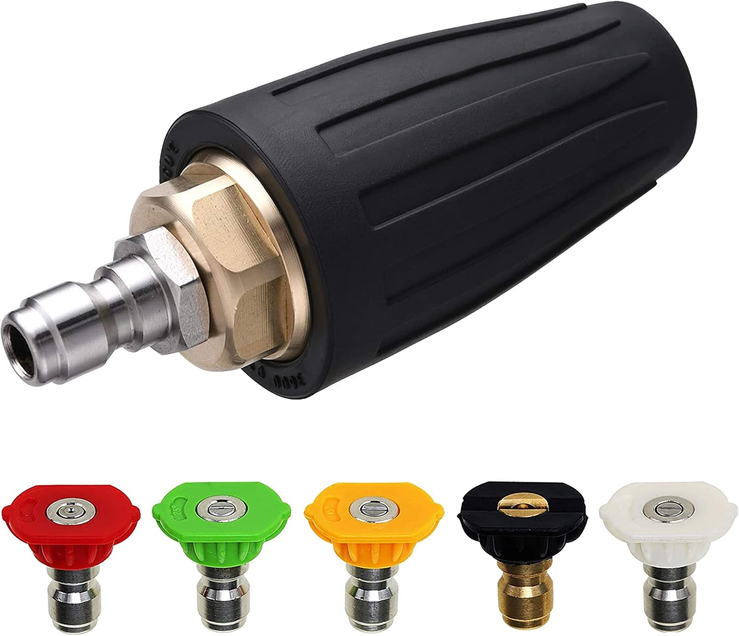 Turbo Nozzle for Pressure Washer, Rotating Nozzle and 5 Tips, 1/4 Inch Quick Connect, 3600 PSI, Orifice 2.5 - Image 1