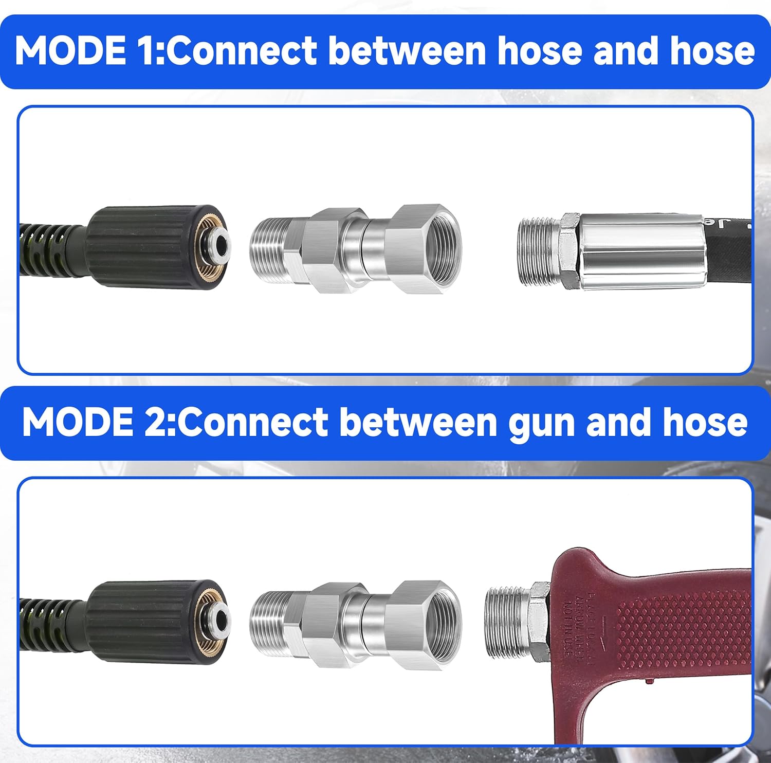 Pressure Washer Swivel Fitting, Metric M22 14mm Thread, Stainless Steel, 4500 PSI, 2 Pcs - Image 5