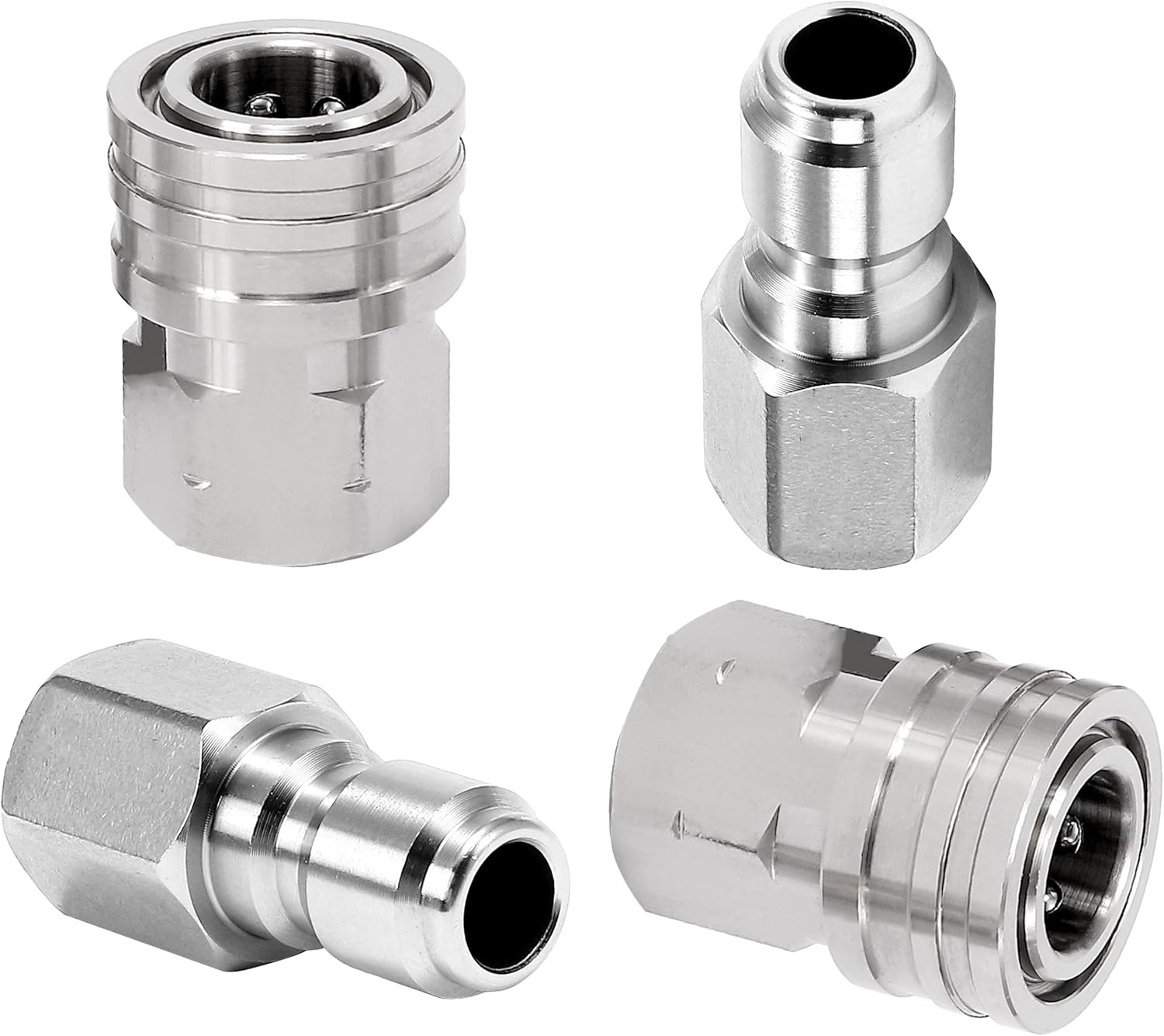 Pressure Washer Adapter, 2 Sets 3/8 Inch Quick Connect Fittings, Stainless Steel Pressure Washer Fittings, Male and Female Power Washer Quick Disconnect Kit, 5000 PSI - Image 1