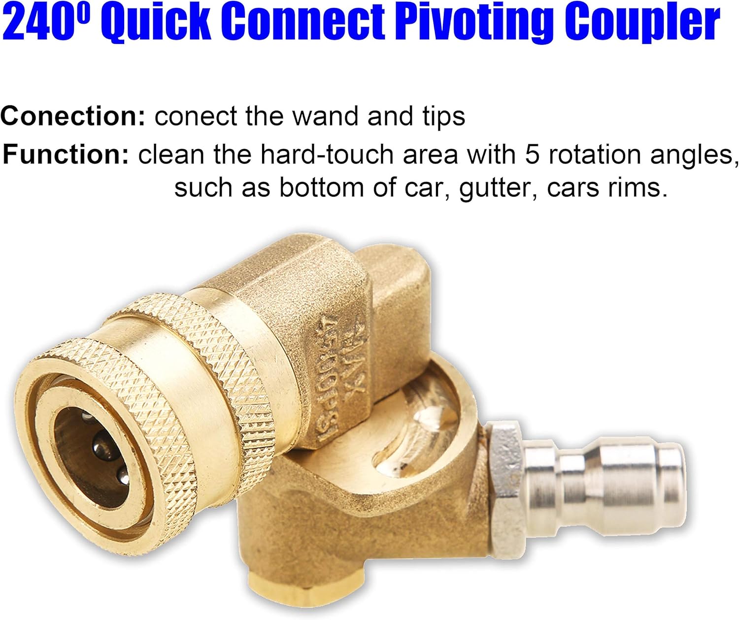 Pressure Washer Accessories Kit, 7 Power Washer Nozzle Tips, Quick Connecting Pivoting Coupler, 1/4 inch, 4500 PSI, 8-Pack - Image 4