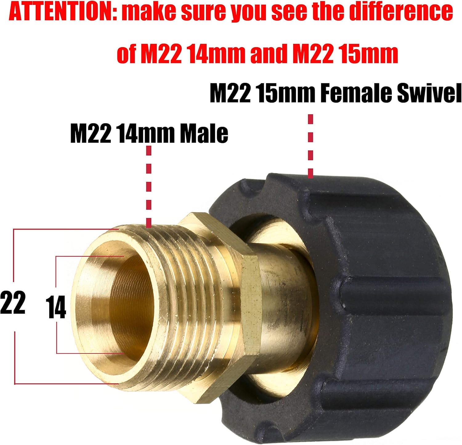 Pressure Washer Adapter and M22 Pressure Washer Fitting - Image 3