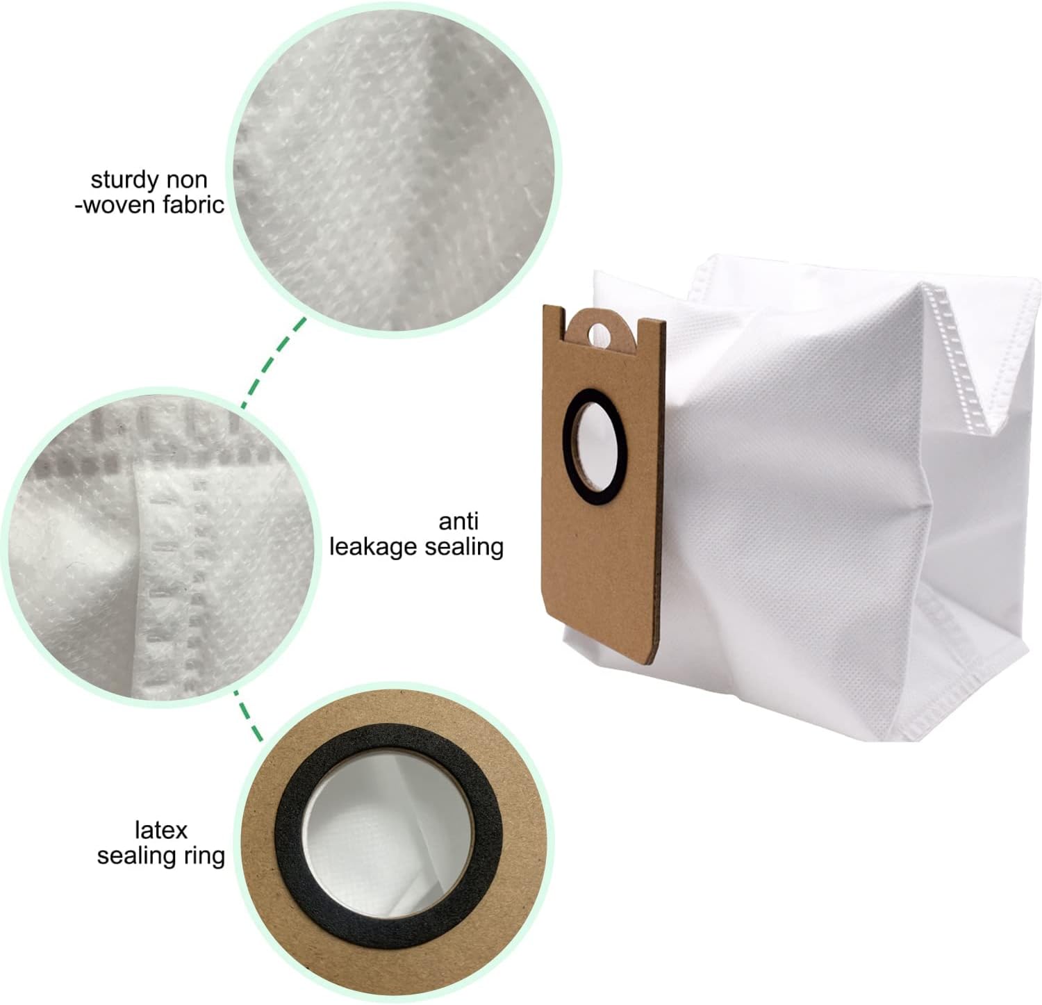 Dust Bags Replacement for iHome AutoVac Nova Pro Self Empty Robot Vacuum Cleaner Accessory Parts, for iHome Nova S1 Pro, Halo, Orbita, Eclipse, Luna, 6 Pack - Image 4