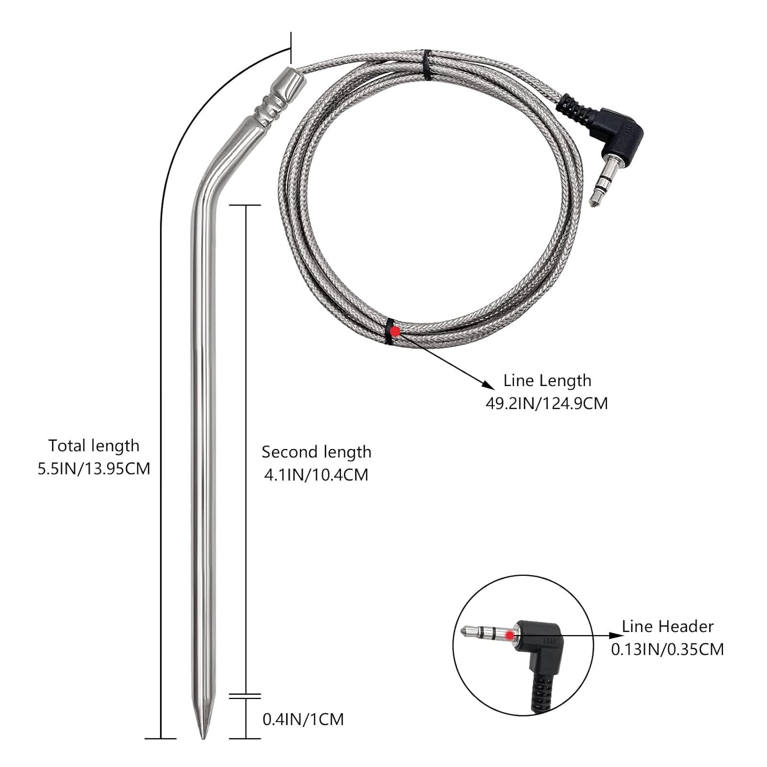2 Pack Replacement Part for Camp Chef Meat Probes, Smoker Grill Temperature Sensor, Pellet Grills Accessories with Stainless Steel Probe Clip 2pc 1 - Image 3