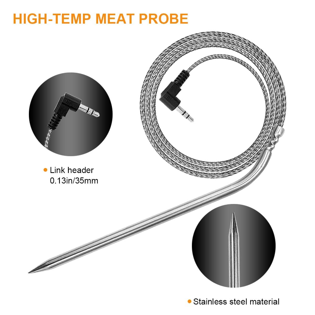 2 Pack Replacement Part for Camp Chef Meat Probes, Smoker Grill Temperature Sensor, Pellet Grills Accessories with Stainless Steel Probe Clip 2pc 1 - Image 4
