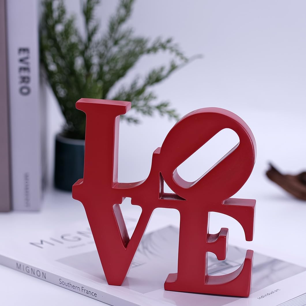 Valentine's Day Rose Gift, Love Word Art Resin Tabletop Décor, Red Contemporary Romantic Gifts, Freestanding Home Decoration - Image 4