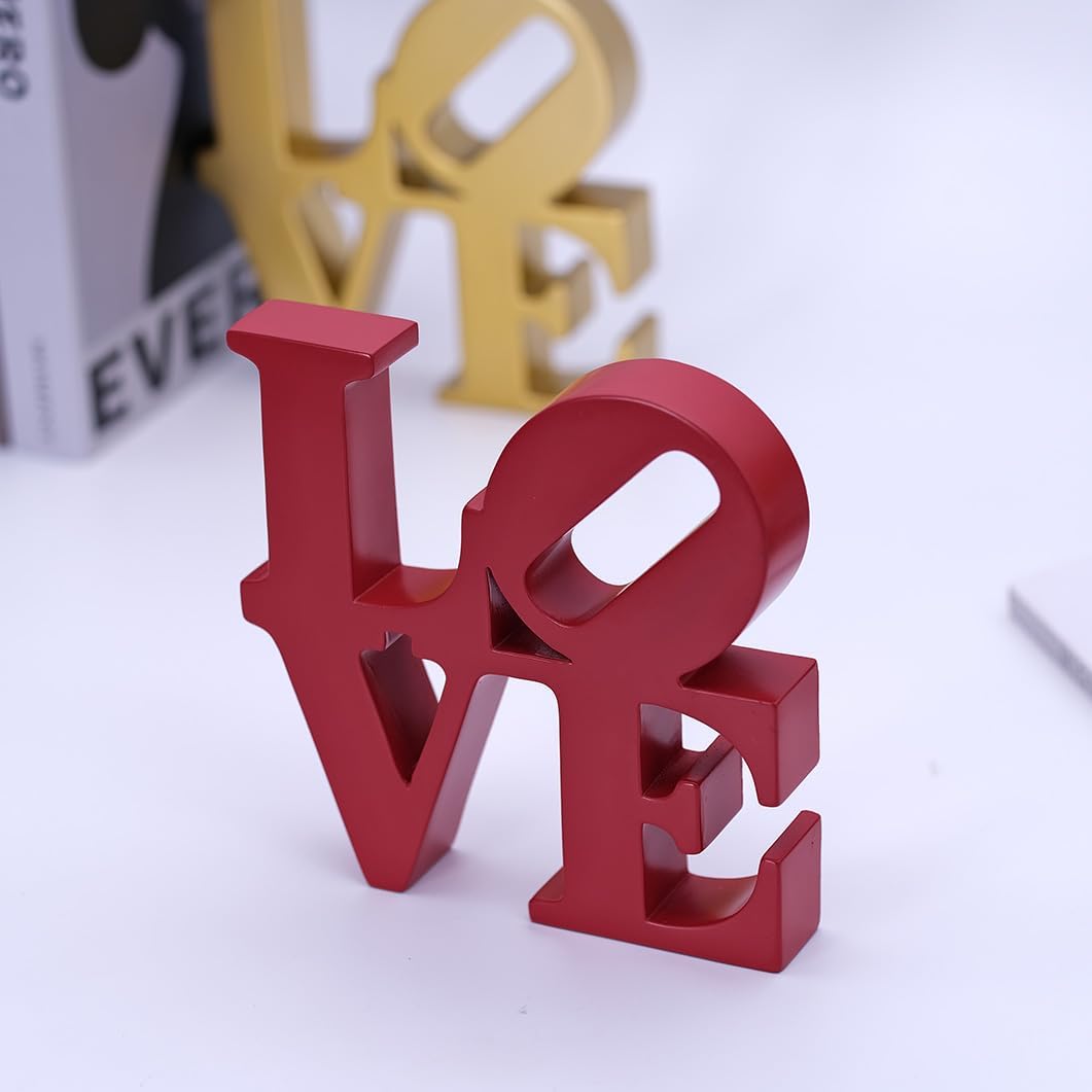 Valentine's Day Rose Gift, Love Word Art Resin Tabletop Décor, Red Contemporary Romantic Gifts, Freestanding Home Decoration - Image 5