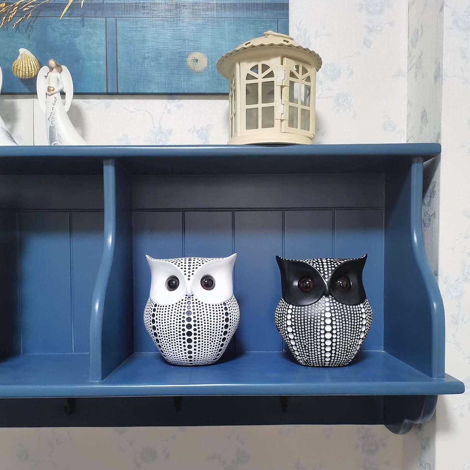 Resin Owl Statue Home Decor - Black Owl Sculpture, Bird Statue, Small Accents for Bedroom, Office, Garden, Bookshelf, TV Stand Figurines(Black) - Image 4