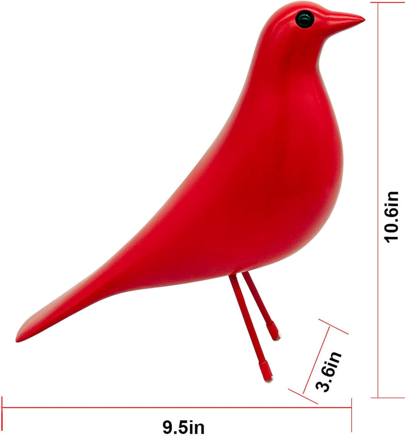 Mid Century House Bird - Sculpture Replica,Mid Century Desk Modern Decor, Pigeon for Desk, Mid Century Decor Statue(Red) - Image 2