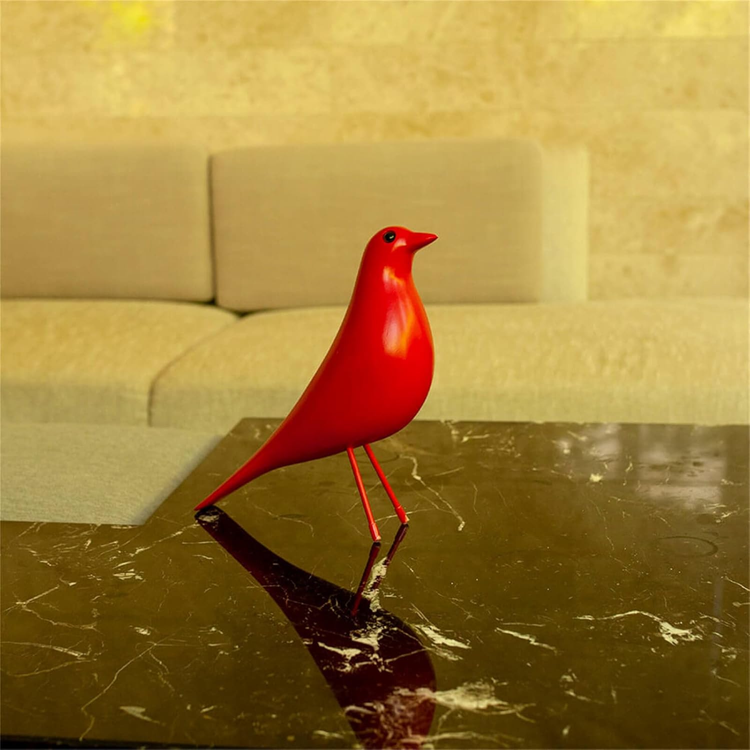 Mid Century House Bird - Sculpture Replica,Mid Century Desk Modern Decor, Pigeon for Desk, Mid Century Decor Statue(Red) - Image 4