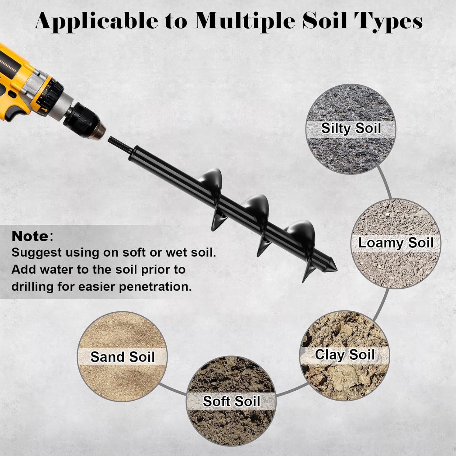 Auger Drill Bit for Planting 1 Pack, 4x12 inch,Auger Drill Bit Suitable for 3/8'' Hex Drill Driver,Garden Spiral Hole and Planter for Bulbs,Fence Posts,and Umbrella Holes - Image 4