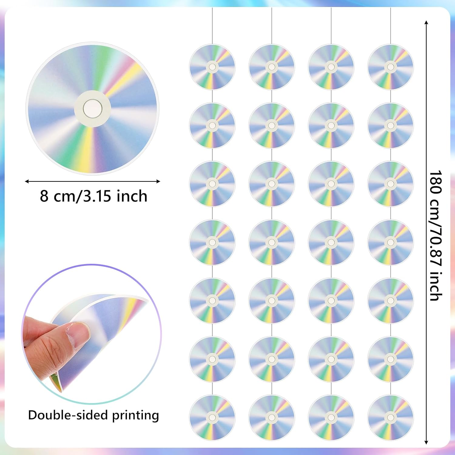8 Packs 90s Theme Party Decorations, Retro CD Paper Banner & Hanging Garland, Y2k Decor Disco Theme Music Record Garland for 1990s 2000s Birthday, Baby Shower, Dance Party Supplies - Image 1