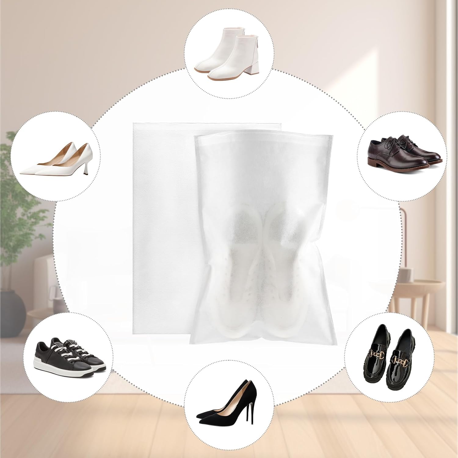 100Pcs Purse Dust Bags for Storage Drawstring Purse Covers Storage Bags for Dust and Storages 11in X 15in Breathable Non-woven Fabric Storages Pouch String Bag Travel Shoe Bag Handbag Covers - Image 3